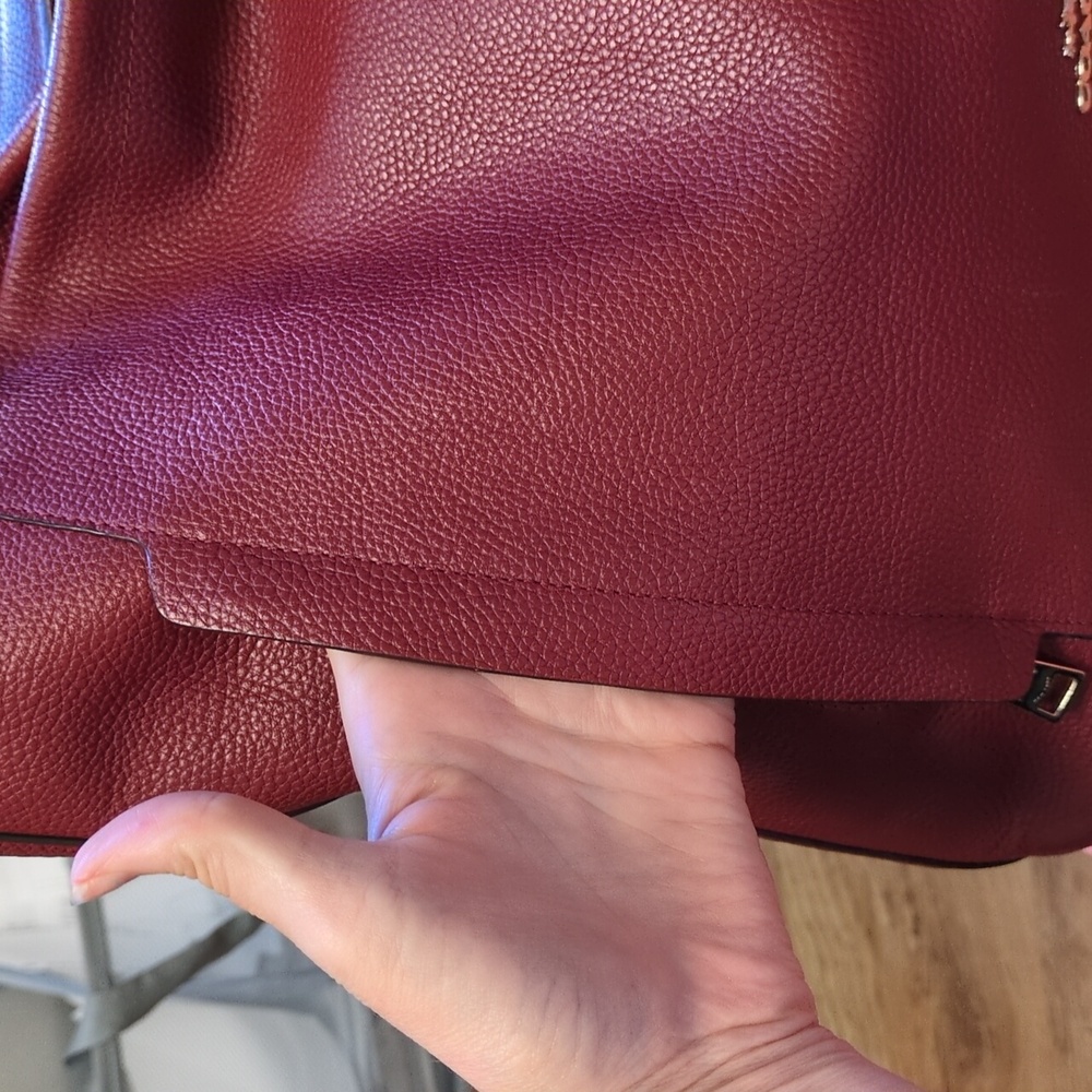 Coach GUC Red Burgundy Leather Hobo Shoulder Or Crossbody Bag Purse - Picture 4 of 16